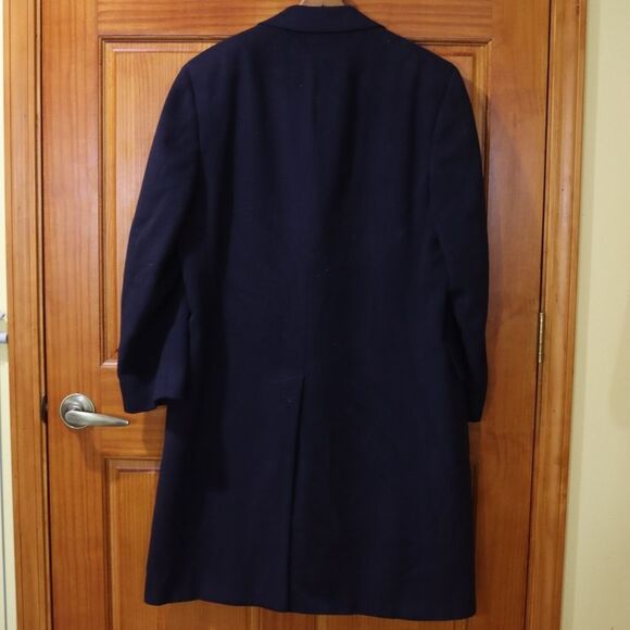Hart Schaffner & Marx Silver Trumpeter Blazer 100% Cashmere Over Coat Navy Blue - Picture 9 of 15